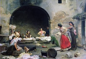 Disputing Washerwomen, 1871 od Jose-Jimenes Aranda